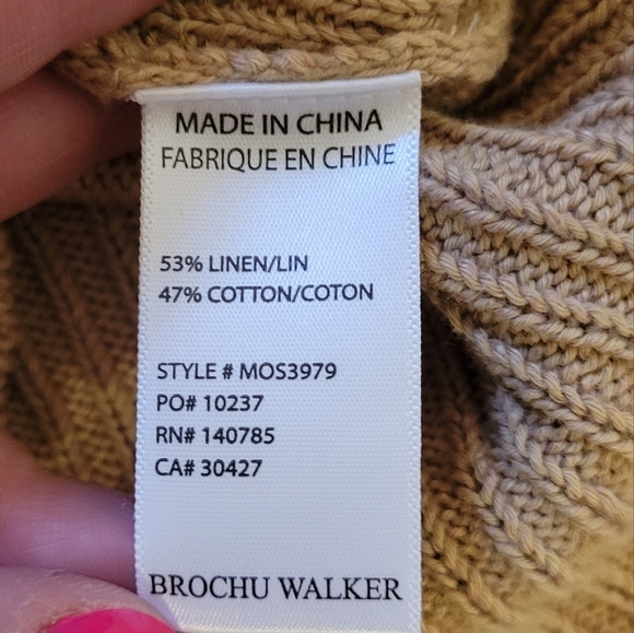 Brochu Walker Tank Sweater Vest Lightweight Cotton Linen Knit XS Camel Tan Beige - Picture 6 of 10